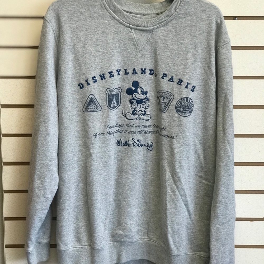 Disney Paris Grey Embroidered Sweatshirt. Size XL